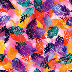 botanical leaves leaf multi colors seamless pattern, wallpaper, cute design for fabric, interior decor, wrapping paper, painting, abstract decor