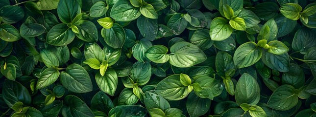 Top view of green leaves, seamless texture, top down view of leaves, flat lay