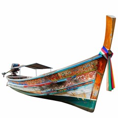 Colorful Thai Longtail Boat Isolated background