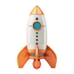Colorful cartoon rocket ship isolated on white background, ideal for space, adventure, and exploration themes.