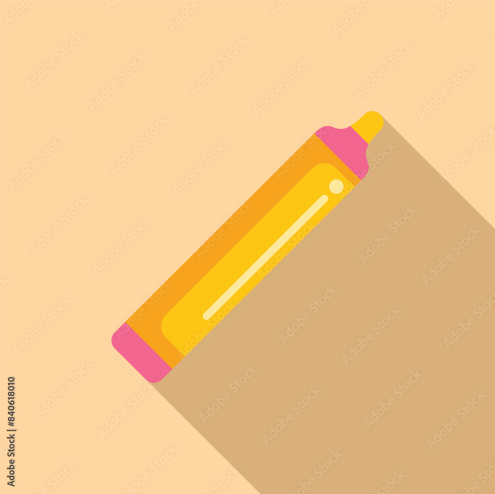 Poster flat design vector of a yellow highlighter marker on a pastel background with a shadow
