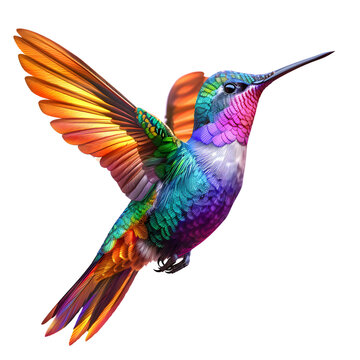 recommend clip art: colorful hummingbird isolated on transparent background. generative ai
