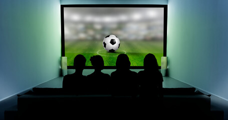 Soccer Fußball auf einem Bildschirm im Heimkino