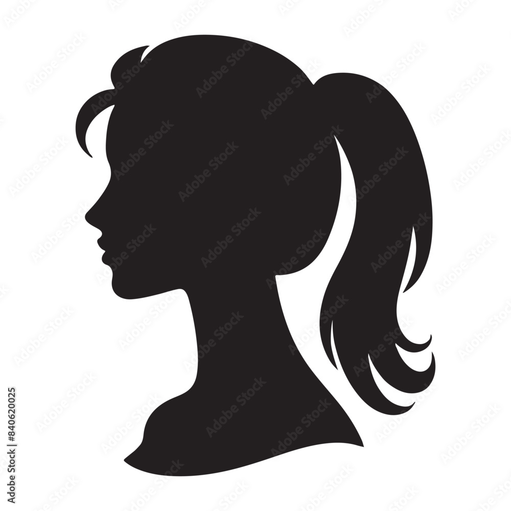 Wall mural Girl, female vector silhouette illustration art icon profile