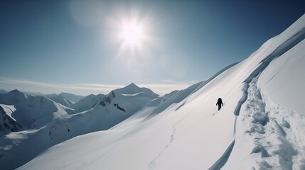 Winter Mountain Landscape with Skier