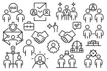 business people icons set on the white background