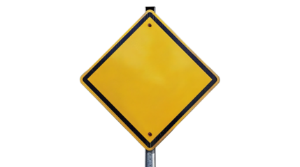 A blank yellow warning sign on a black background, ready for customization or use in various design and educational projects