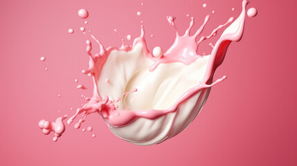 Vibrant Milk and Yogurt Splash in 3D - Dynamic Liquid Motion Concept for Culinary Designs and Beverages Promotion.