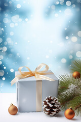 Christmas Tree background. Happy new year backdrop. Celebrating winter holidays card template