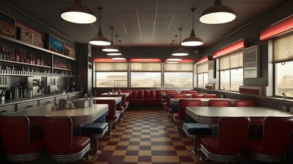 Classic 1950s Diner Interior Design in 3D