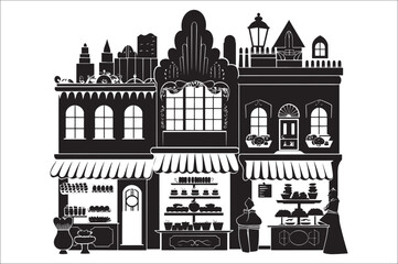 Bakery dessert food Vector, Happy birthday day Cake graphic illustration. chocolate Shop vector illustration.  