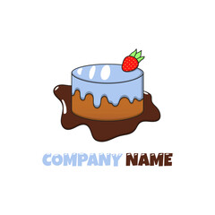 template logo design, cake logo with strawberry and chocolate effect behind it