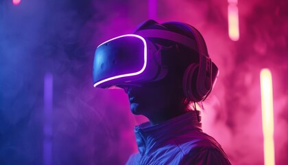 Fototapeta premium Diverse team collaborating on creative project, closeup of virtual meeting with VR headsets.