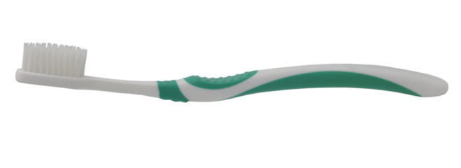 Light green colored toothbrush on transparent background (PNG file)