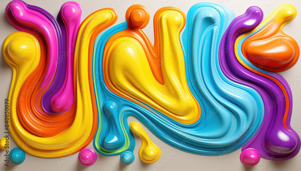 Aufkleber the image is a colorful abstract painting with a rainbow of colors and shapes. the painting is full 
