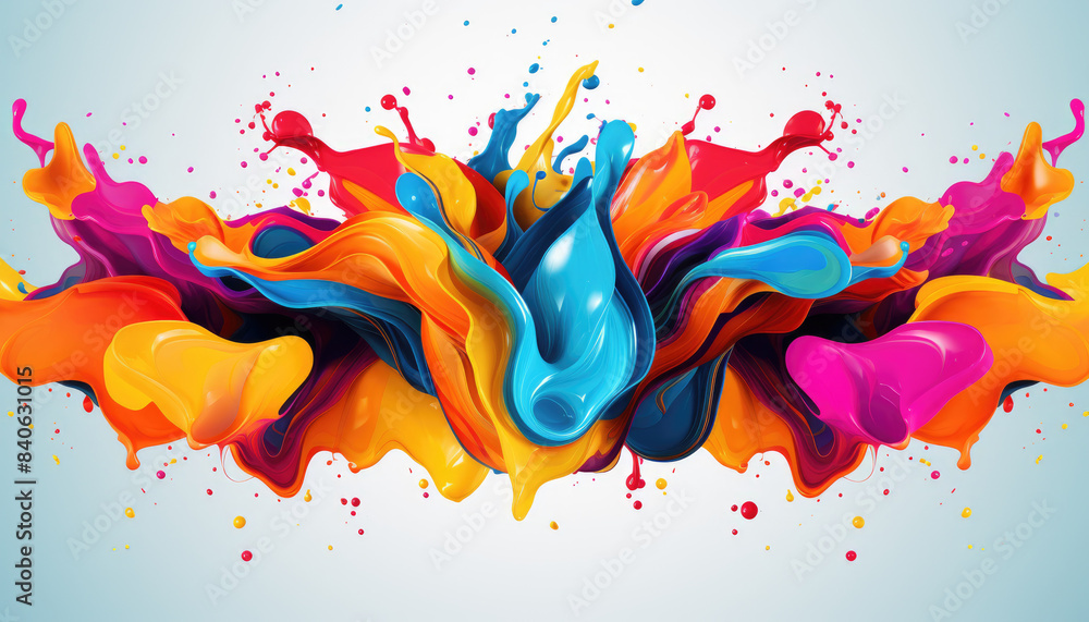 Poster a colorful splash of paint with a blue and pink swirl. the colors are bright and vibrant, creating a