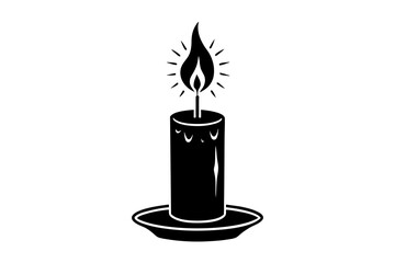 candle line art silhouette vector illustration