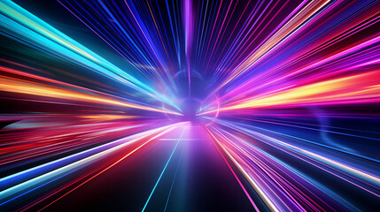 Speed of light, glow, coloured lines background