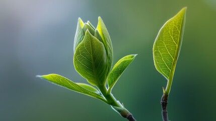 A fresh spring leaf bud just beginning to unfold, symbolizing new growth and the renewal of life