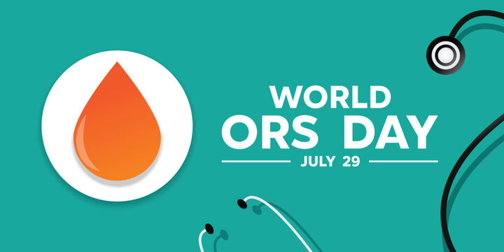 World Ors Day. Ors and stethoscope. Great for cards, banners, posters, social media and more. Green background.