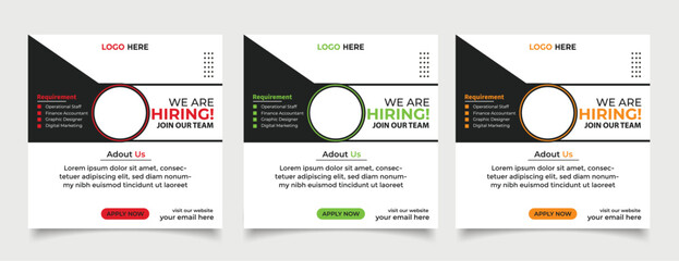 We are hiring job vacancy for social media post banner or square web banner template vector design