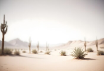 Blurred desert scene with a white background