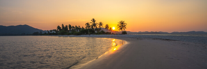 sunset at the beach on tropical island ko yai yai in thailand