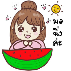 Cartoon stickers for girls, various words