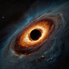 Digital Artwork of a mighty black Hole in the open space.