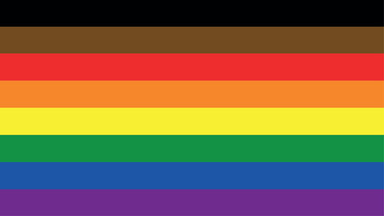 Philadelphia Pride Flag. LGBT+ colored flag. Pattern. Pride Parade. Multicolored LGBT+ linear flag. 