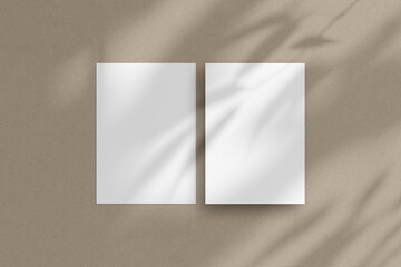 Two white vertical paper sheets mockup, A4/A5/A6 flyer mockup, paper, letter, invitation card.