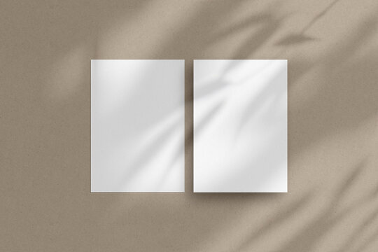 Two white vertical paper sheets mockup, A4/A5/A6 flyer mockup, paper, letter, invitation card.