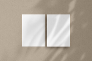 Two white vertical paper sheets mockup, A4/A5/A6 flyer mockup, paper, letter, invitation card.