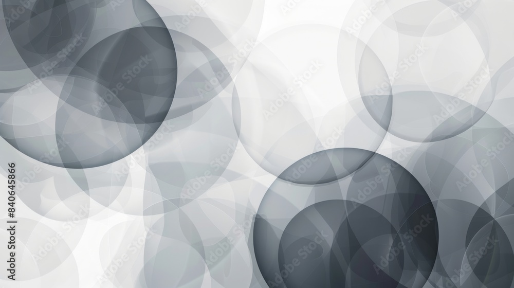 Poster a minimalist abstract background with overlapping transparent circles in various sizes and shades of
