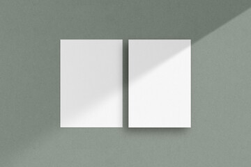 Two white vertical paper sheets mockup, A4/A5/A6 flyer mockup, paper, letter, invitation card.