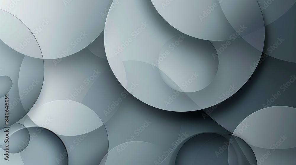 Poster a minimalist abstract background with overlapping transparent circles in various sizes and shades of