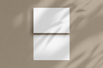 Two white horizontal paper sheets mockup, A4/A5/A6 flyer mockup, paper, letter, invitation card.
