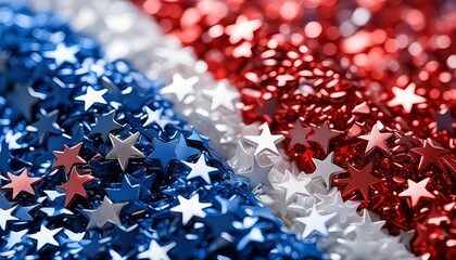 Abstract patriotic red white and blue glitter sparkle background for voting, memorial, labor day and election, Ai Generate 