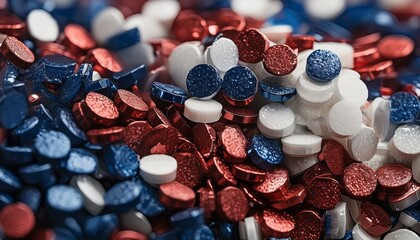 Abstract patriotic red white and blue glitter sparkle background for voting, memorial, labor day and election, Ai Generate 