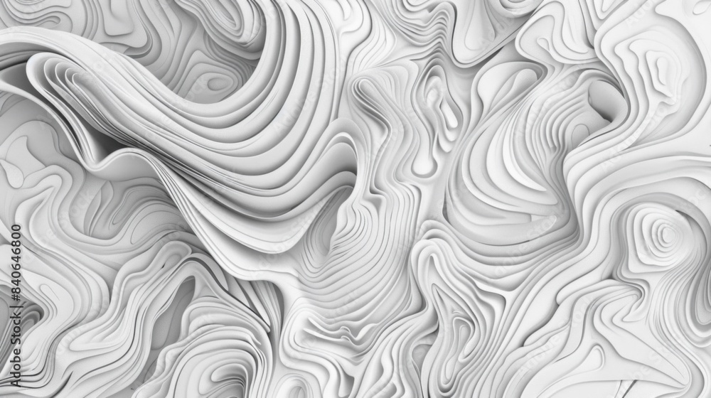 Fototapete A monochromatic abstract background with intricate line art patterns in shades of grey. The detailed and delicate design creates a sense of complexity and refinement