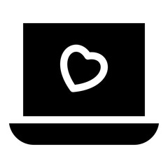 vector icon laptop, electronics, computer, machine, love, heart