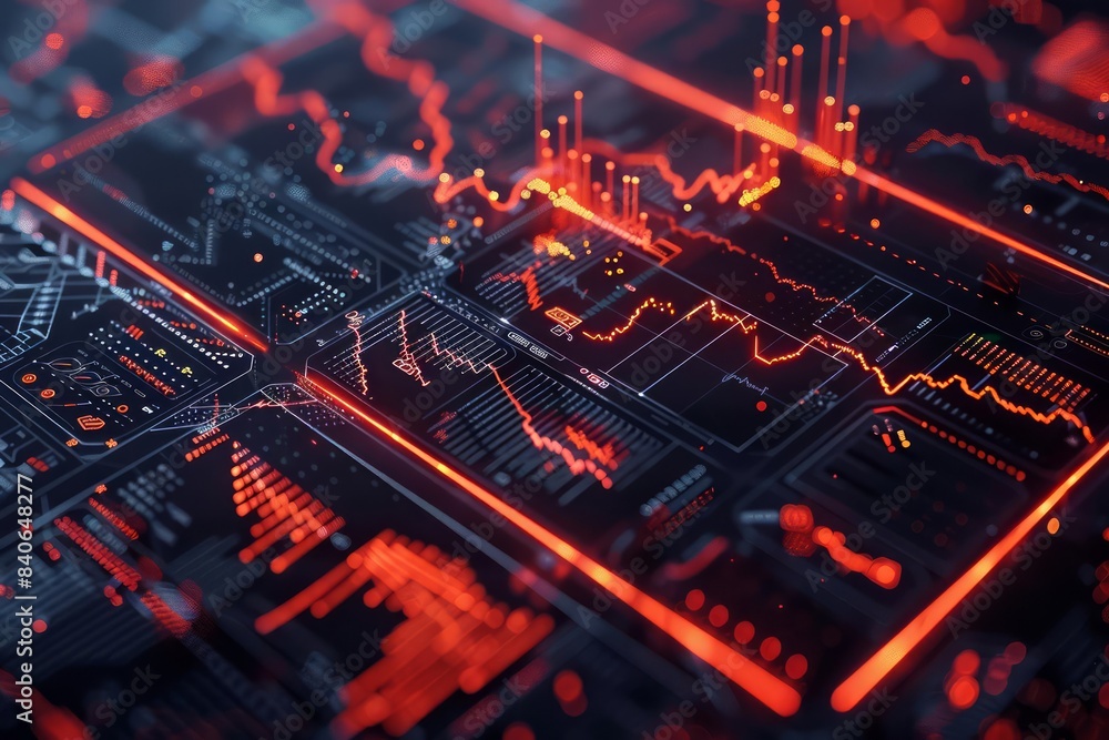 Poster a visually striking and hightech representation of the cryptocurrency market, showcasing advanced an