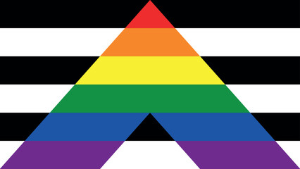 Straight Ally Flag. Pride Flag. LGBT+ colored flag. Pattern. Pride Parade. Multicolored LGBTQ+ linear flag.