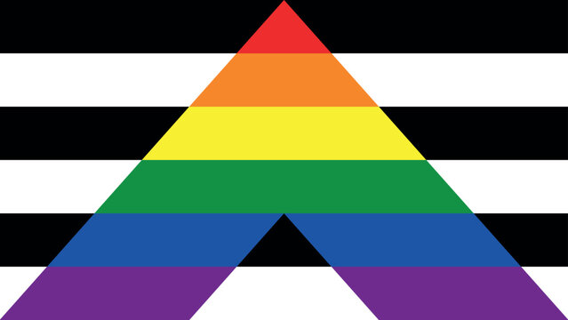 Straight Ally Flag. Pride Flag. LGBT+ colored flag. Pattern. Pride Parade. Multicolored LGBTQ+ linear flag.