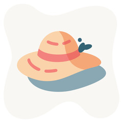 Cartoon beach hat for women, vector illustration isolated on white background