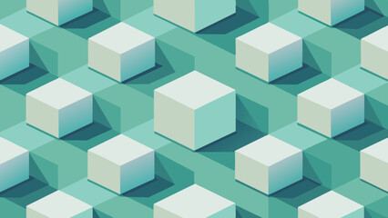 Obraz premium Geometric Pattern of 3D Cubes in Aqua Tones
