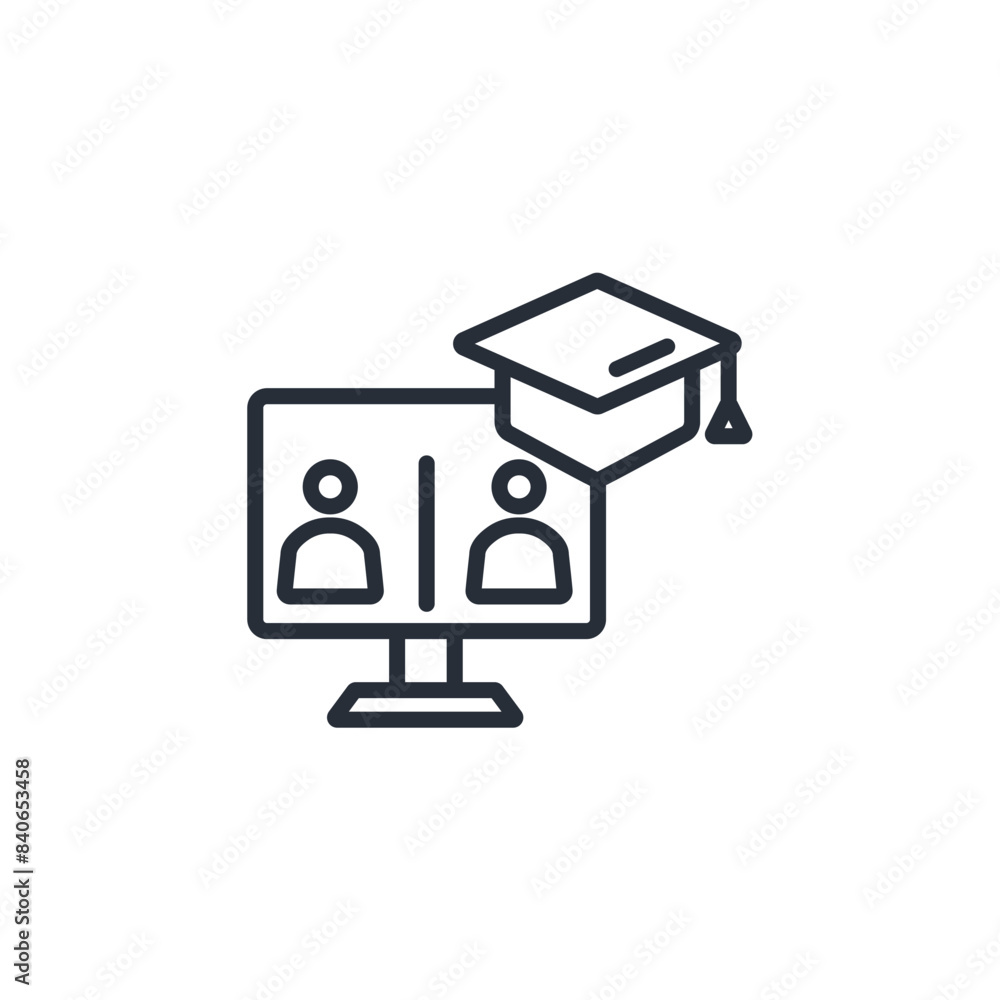 Poster metting online icon. vector.editable stroke.linear style sign for use web design,logo.symbol illustr