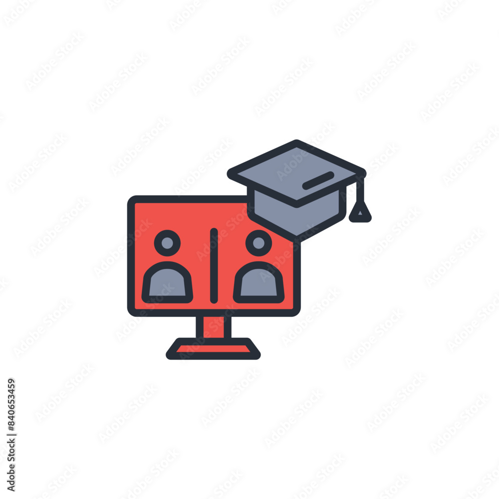 Poster metting online icon. vector.editable stroke.linear style sign for use web design,logo.symbol illustr