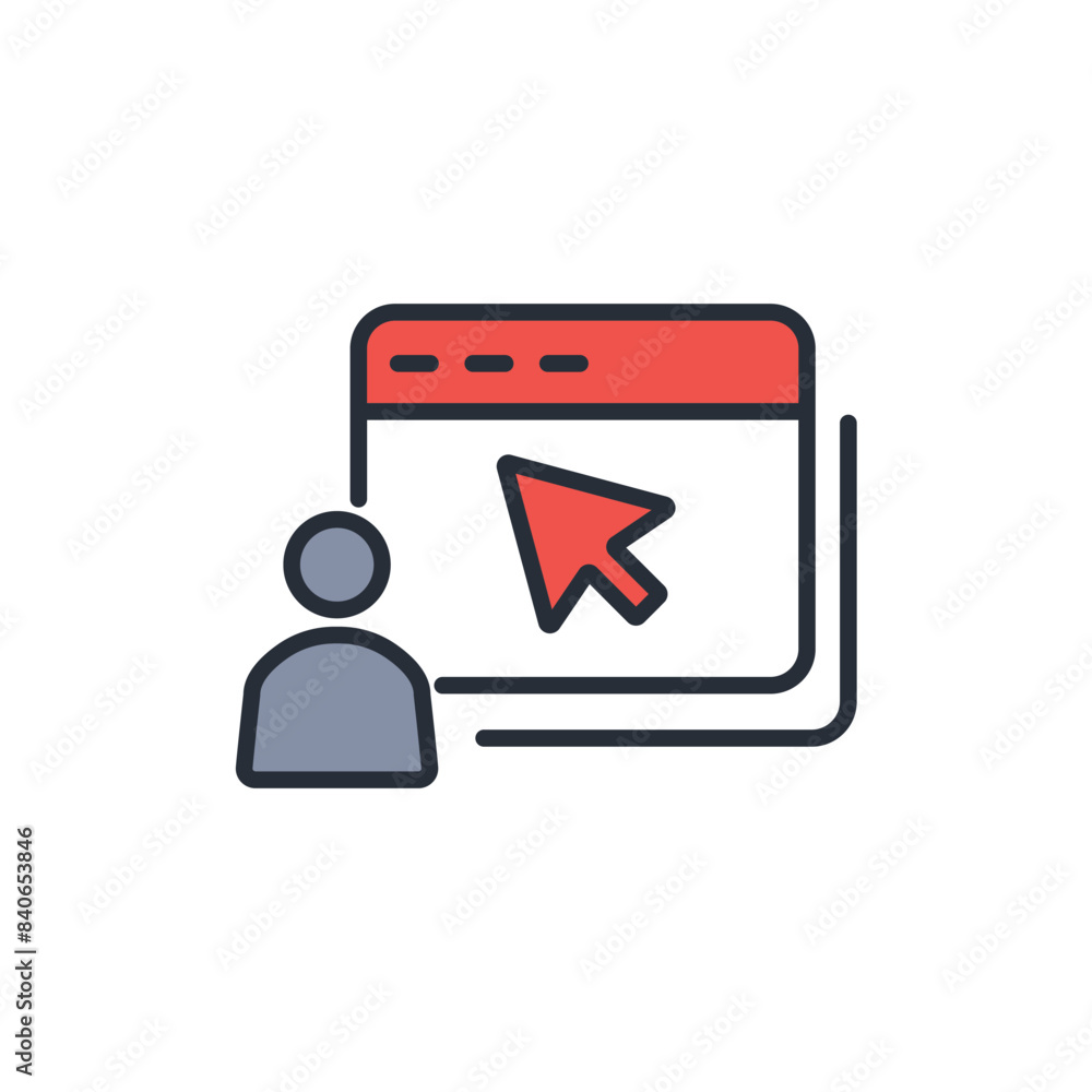 Poster online class icon. vector.editable stroke.linear style sign for use web design,logo.symbol illustrat