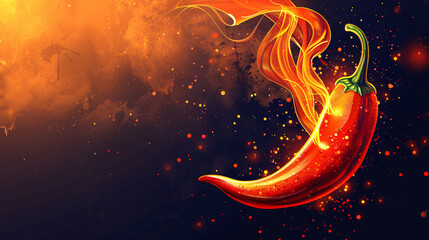 Fiery Hot Chili Pepper Banner Design for Spicy Food Promotion